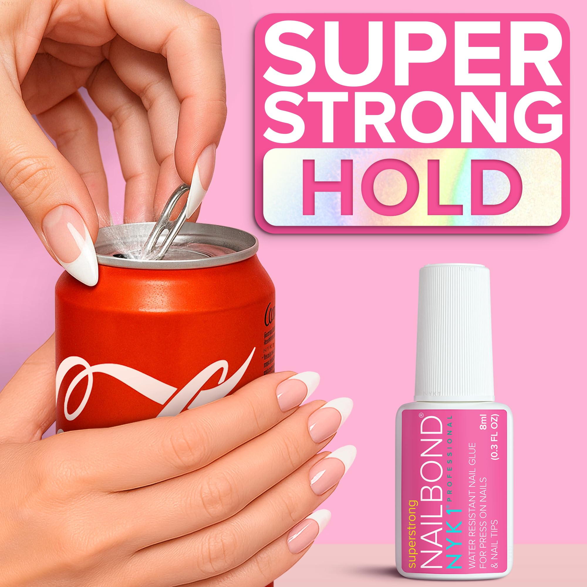 NYK1 NailBond press-on nails ready scene shows quick secure bond.