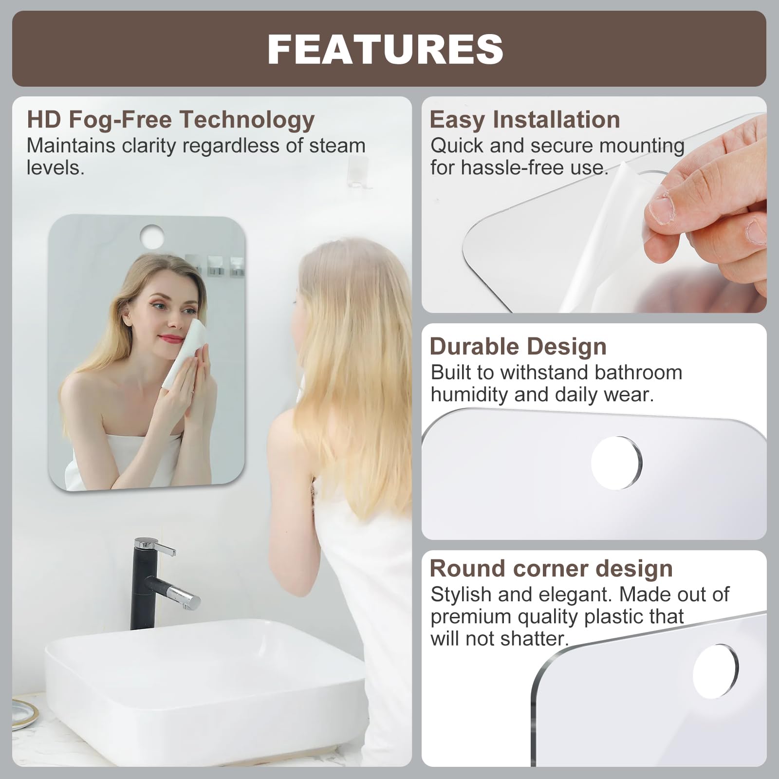 Nyosye fogless easy-clean surface cleans quickly with warm water.