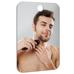 Nyosye fogless frameless wall-mount mirror delivers crisp reflections for precise shaving.