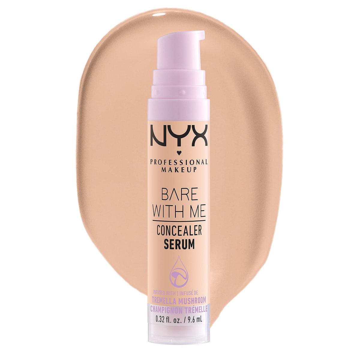NYX Bare With Me Concealer Serum Vanilla pump applicator delivering hydrating coverage