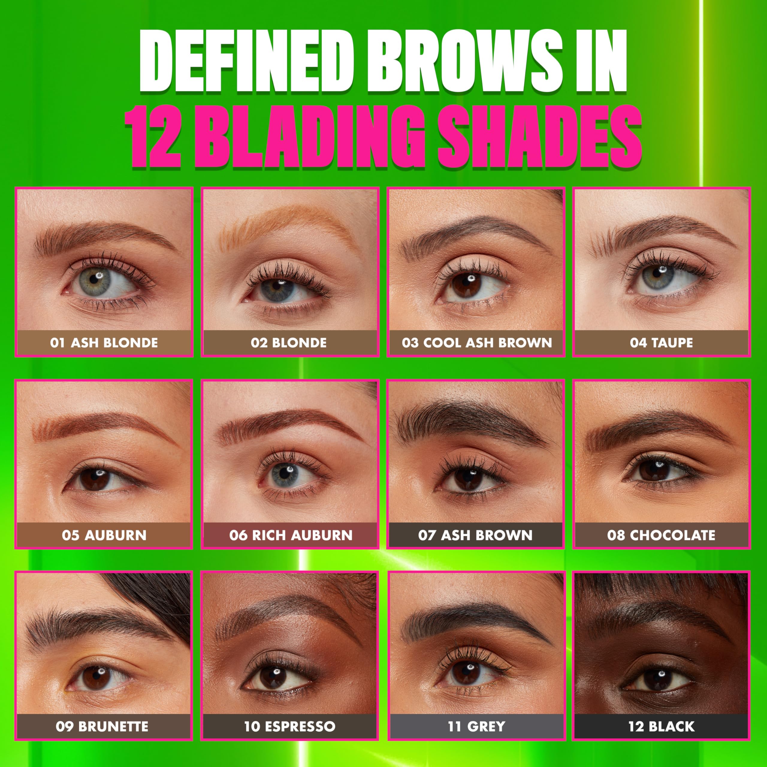 NYX Blade & Shade Brow Pencil available in 12 shades for brow matching