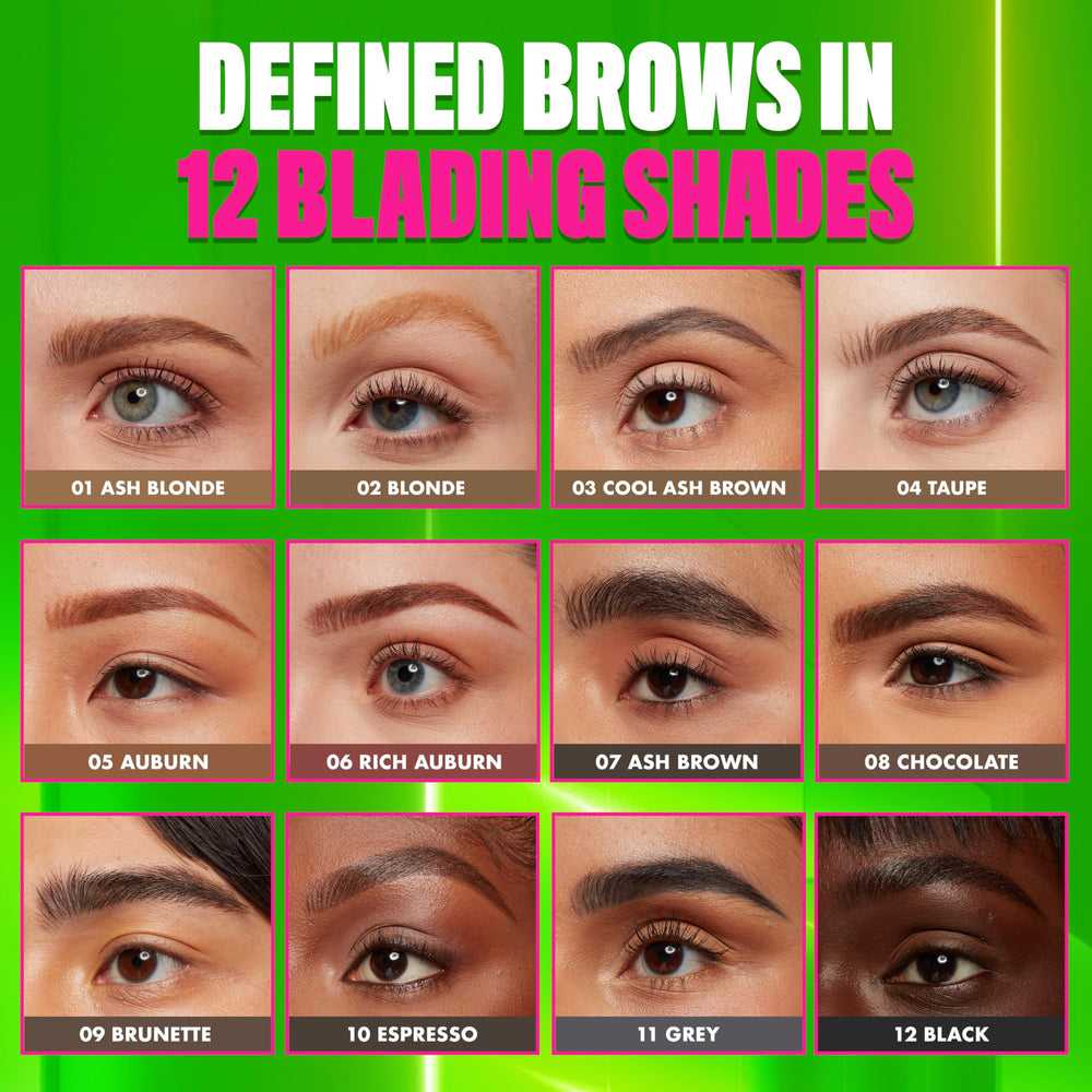 NYX Blade & Shade Brow Pencil available in 12 shades for brow matching