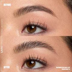 NYX PROFESSIONAL MAKEUP applying gel on model to lift and lock brows