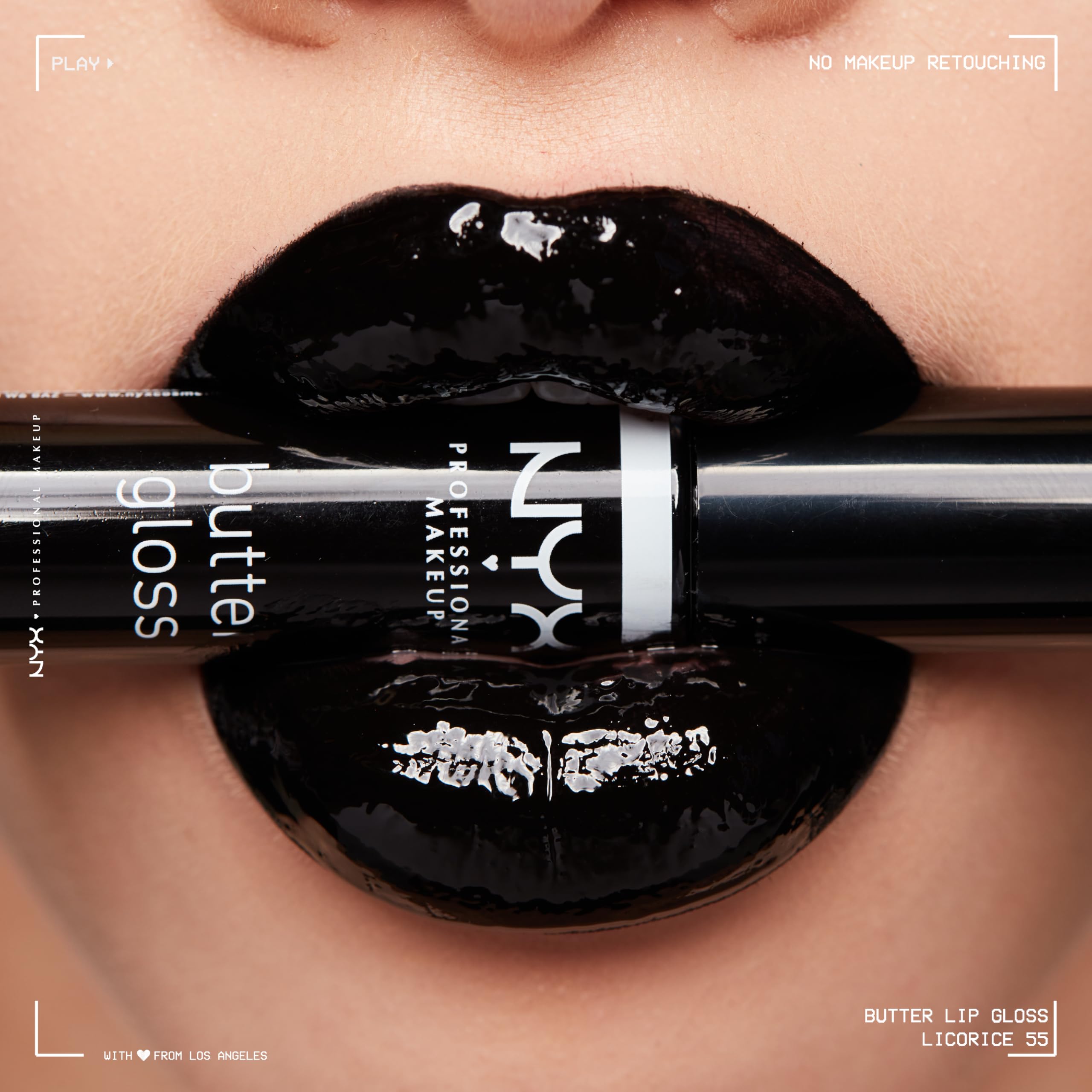 NYX Butter Gloss in Angel Food Cake swatch shows soft, kissable color.