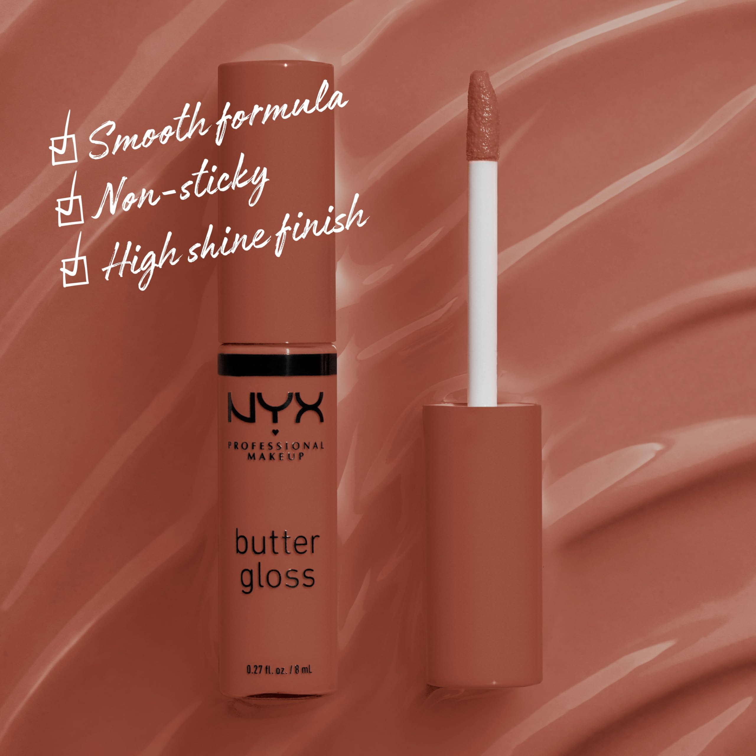 NYX Butter Gloss Bit Of Honey silky-application highlights smooth, everyday wear.