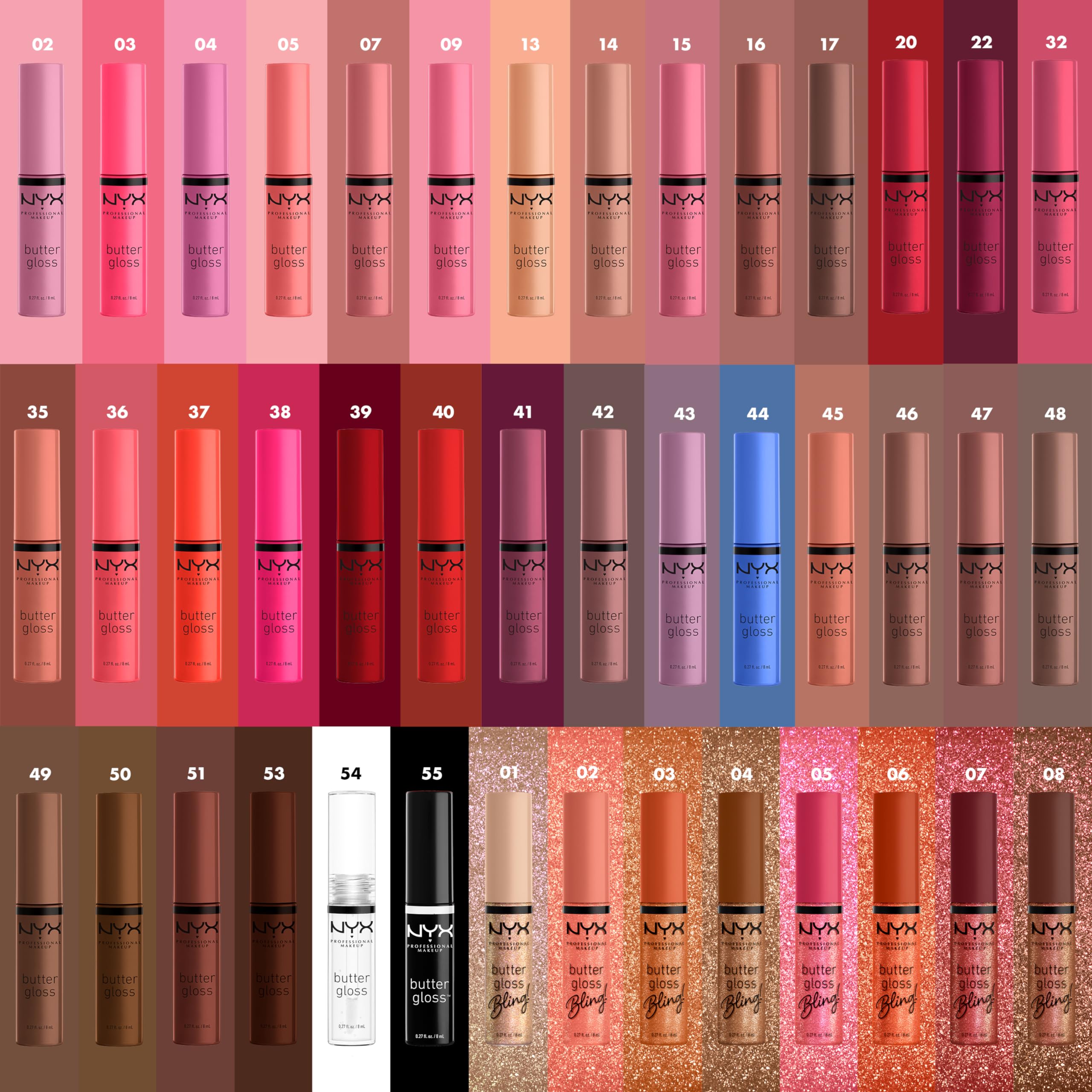 NYX PROFESSIONAL MAKEUP Butter Gloss Bling shimmer detail highlights sparkle finish