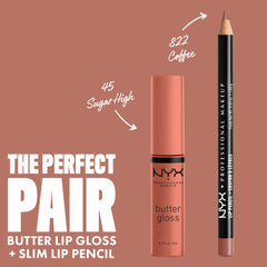 NYX Butter Gloss Brown Sugar applicator shot demonstrates easy, precise application