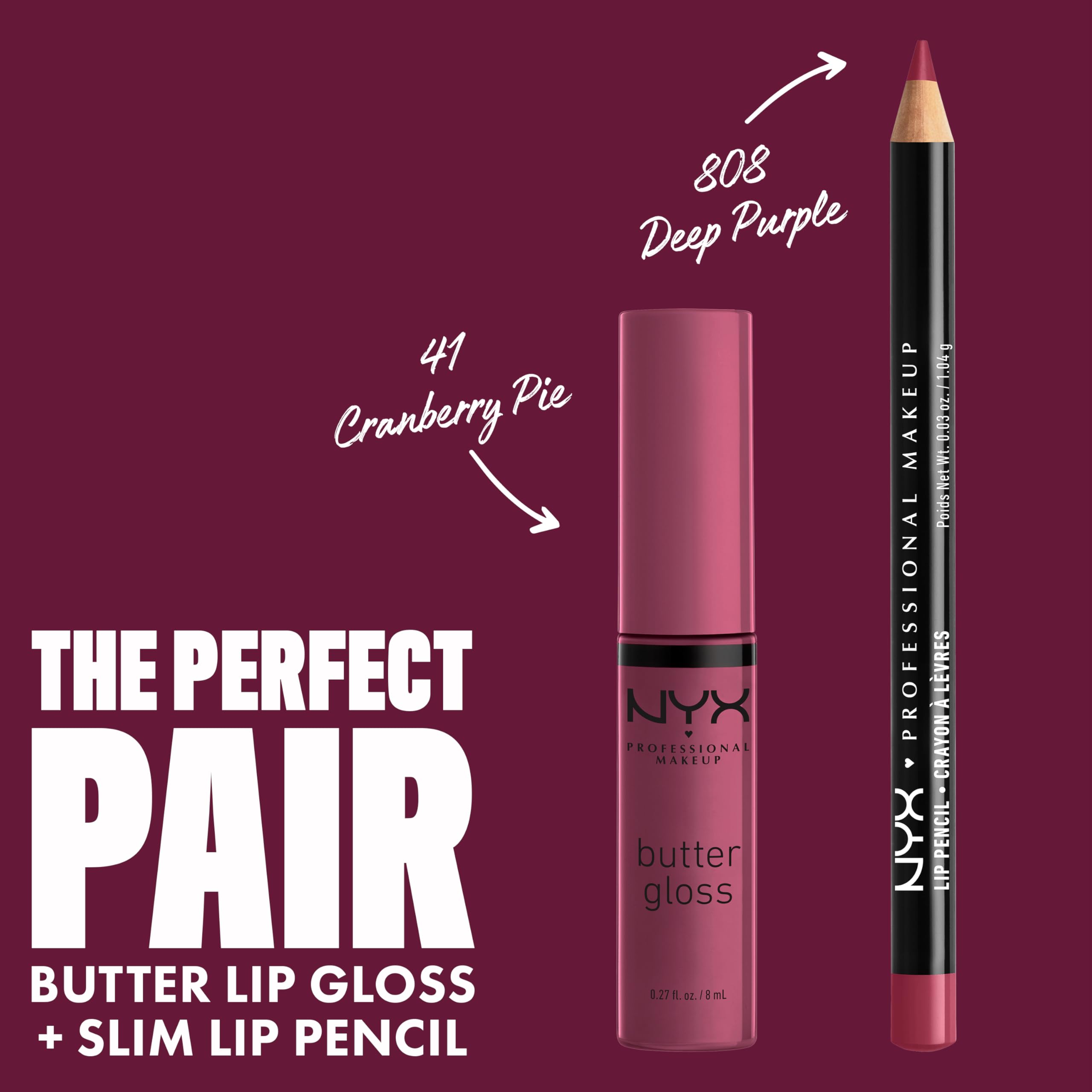 NYX Butter Gloss Cranberry Pie applicator close-up demonstrates smooth, easy application