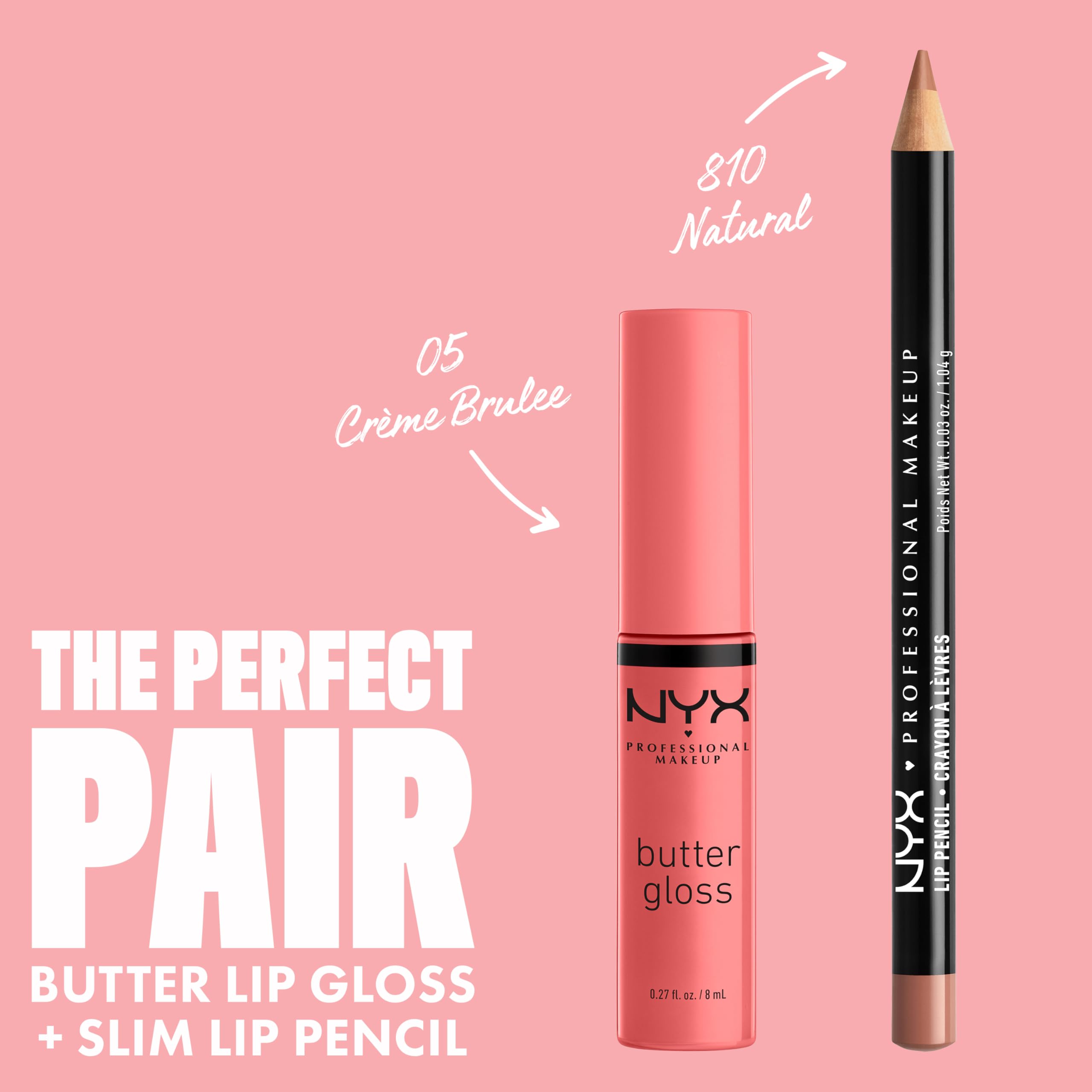 NYX PROFESSIONAL MAKEUP Butter Gloss Creme Brulee non-sticky formula for kissable lips.
