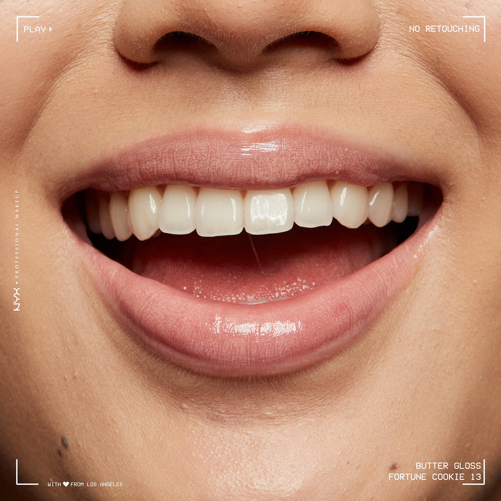NYX Butter Gloss Fortune Cookie shade provides natural nude lip look for day-to-night