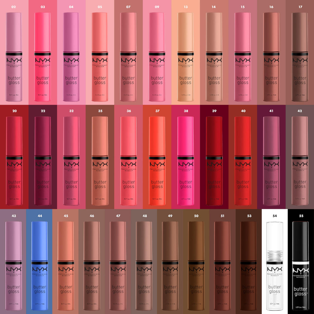 NYX Butter Gloss Praline packaging close-up signals premium, cruelty-free lip gloss.