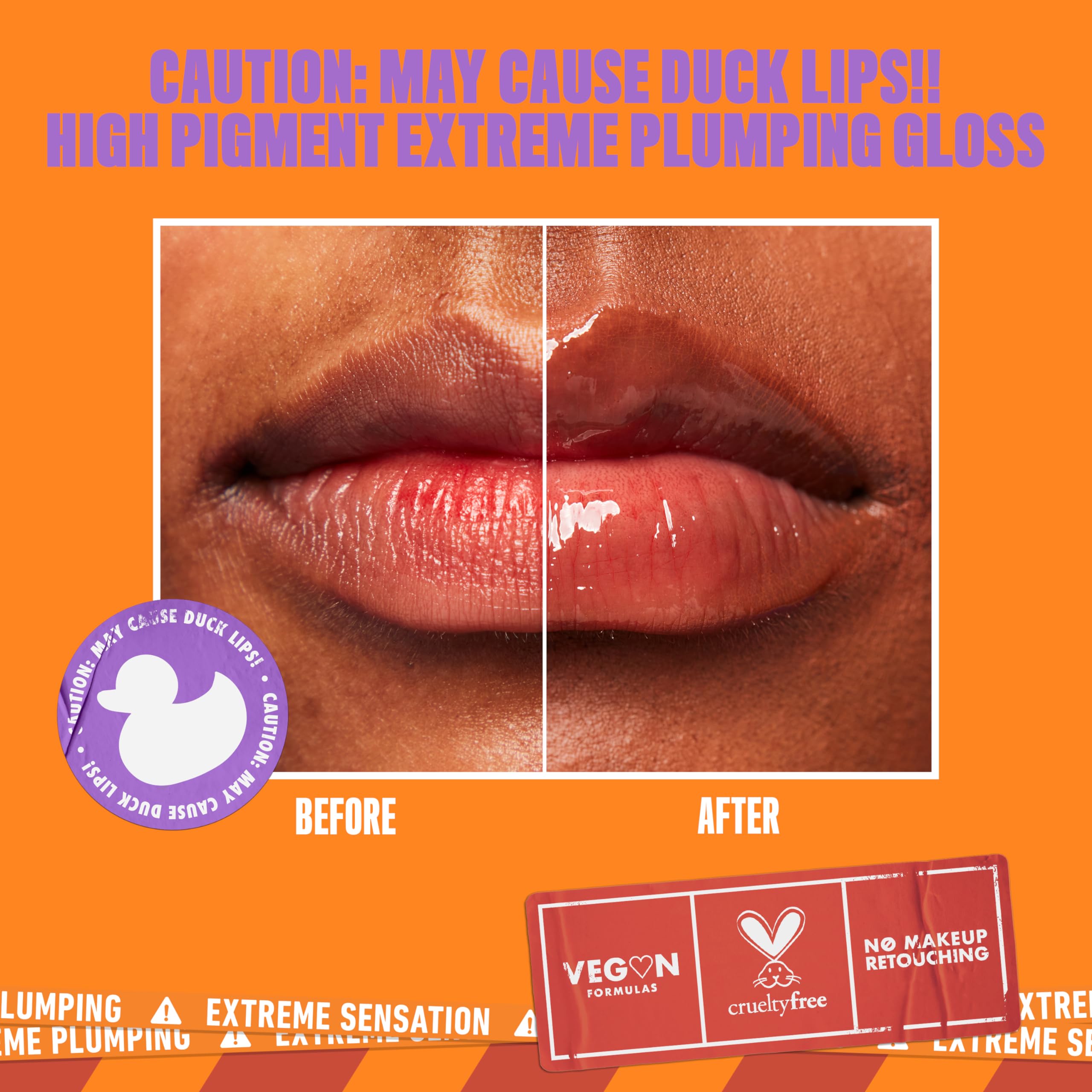 NYX Duck Plump gloss application wand demonstrates precise, quick color payoff.