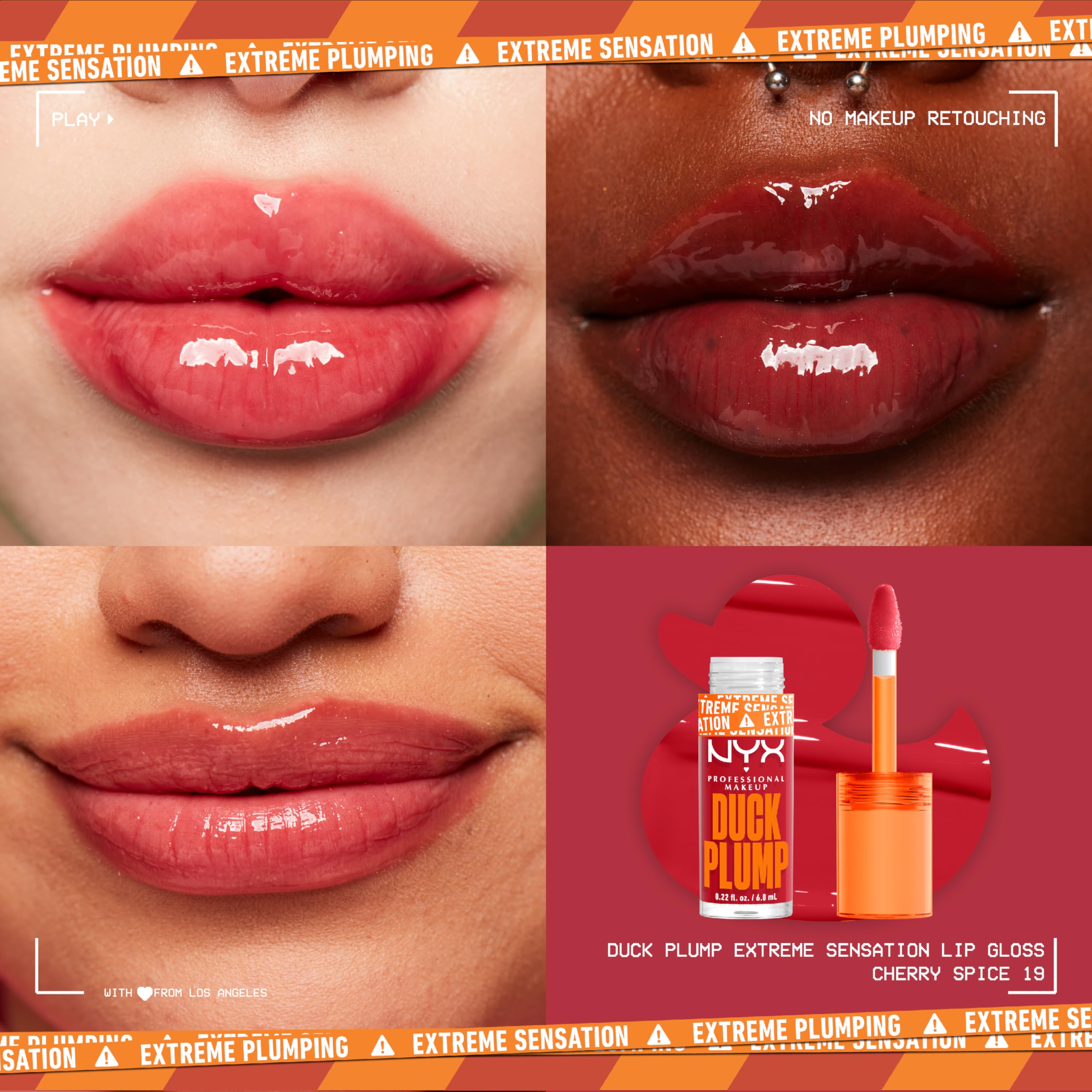 NYX Duck Plump gloss ginger infusion promises lasting plump sensation.
