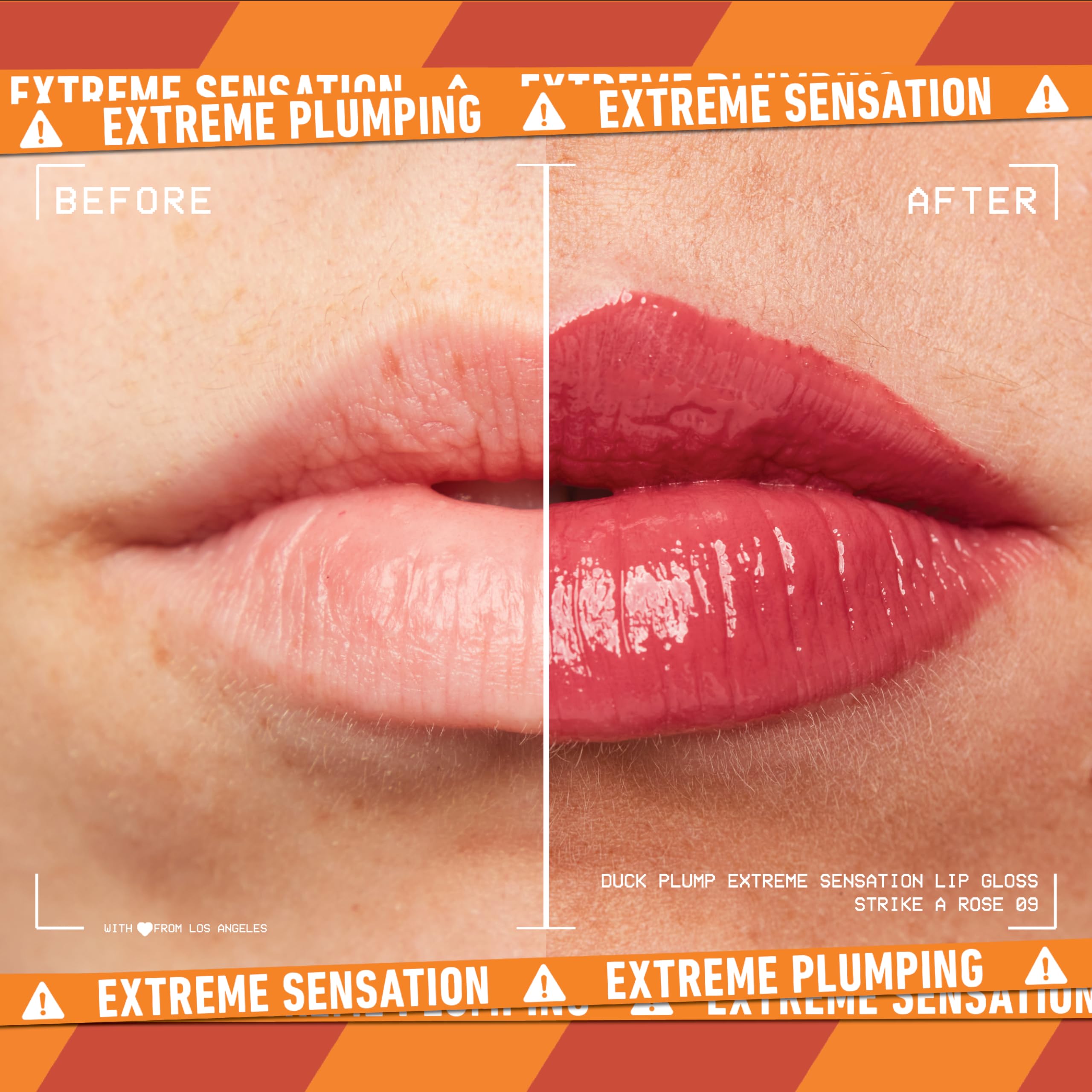 NYX Duck Plump Gloss Strike A Rose swatch reveals bold pigment and ginger plump
