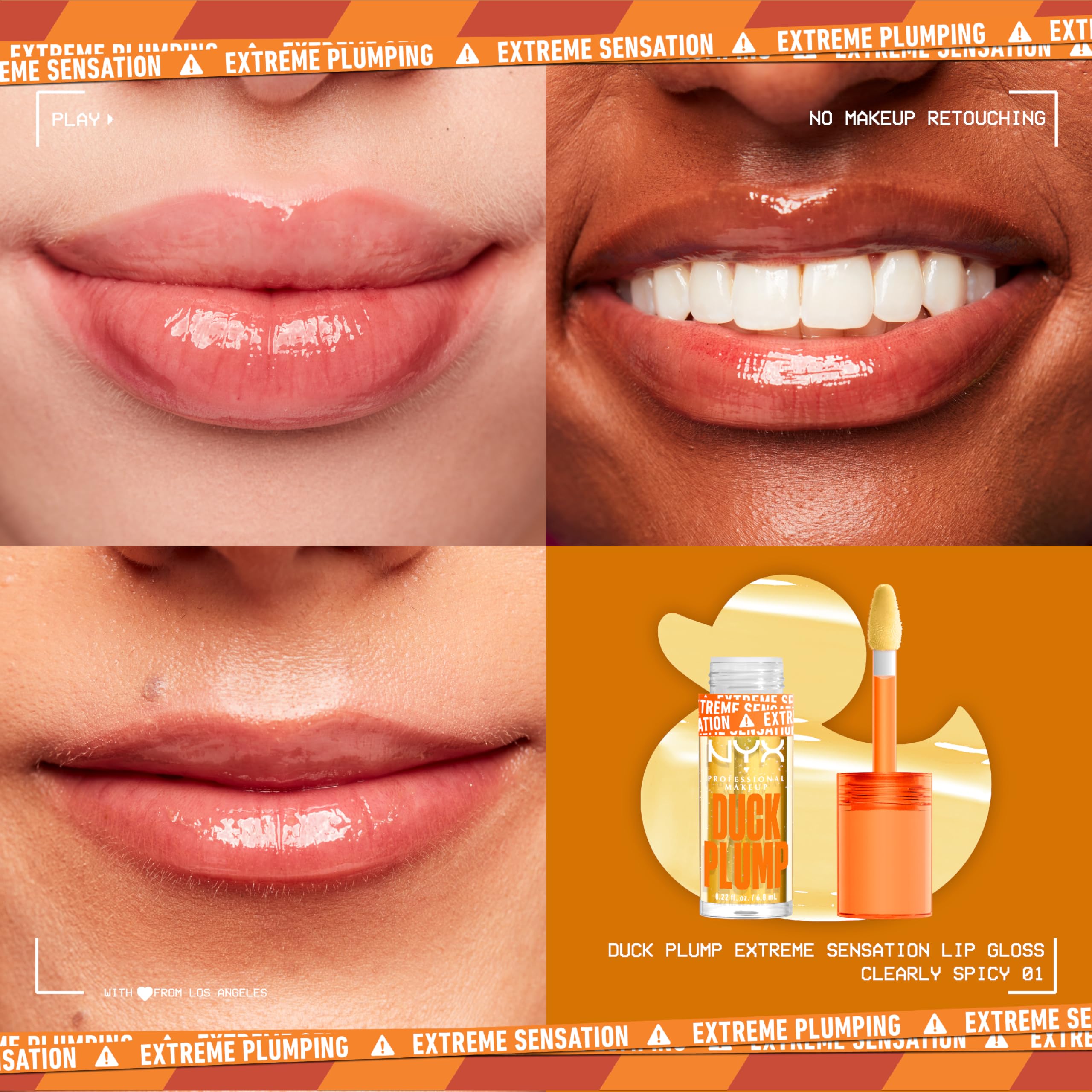 NYX Duck Plump high-pigment lip gloss wand applying bold color payoff
