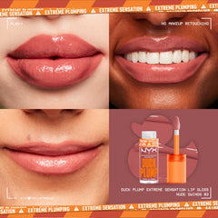 NYX Duck Plump high pigment shades nude swings showcase rich color payoff.