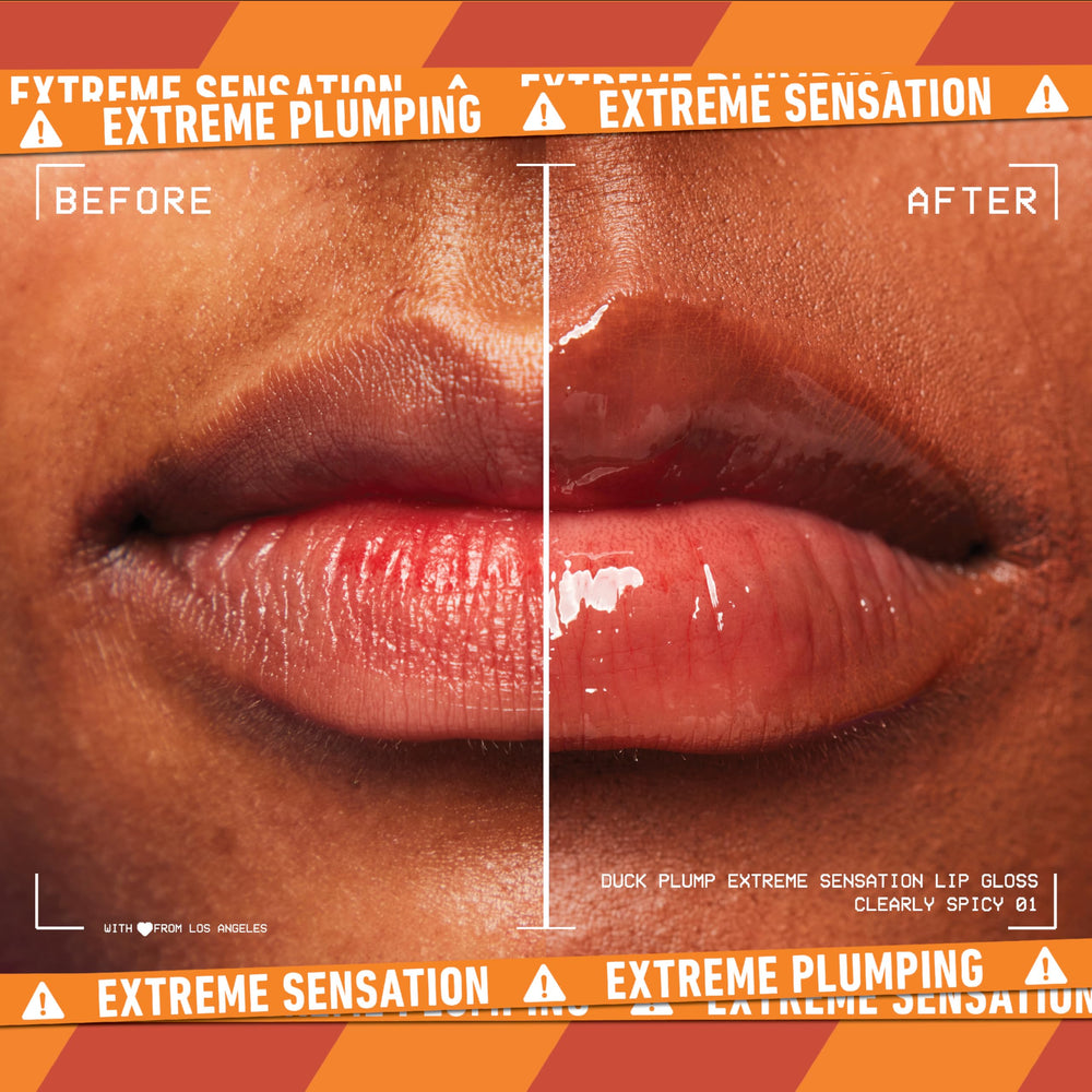 NYX Duck Plump spicy-ginger-infused gloss swatch showing tingling plump feel