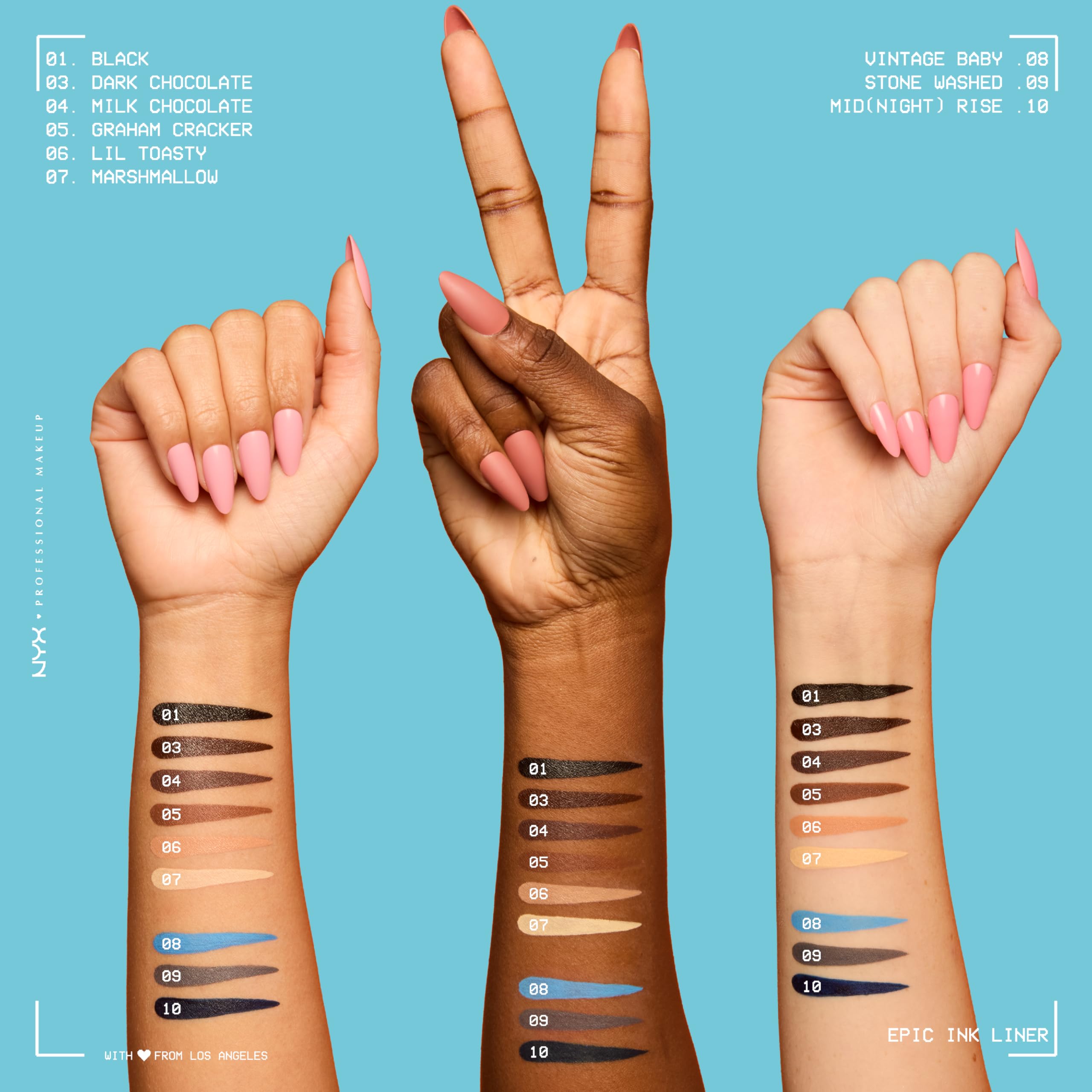 NYX Epic Ink Liner cap and body in sleek black.