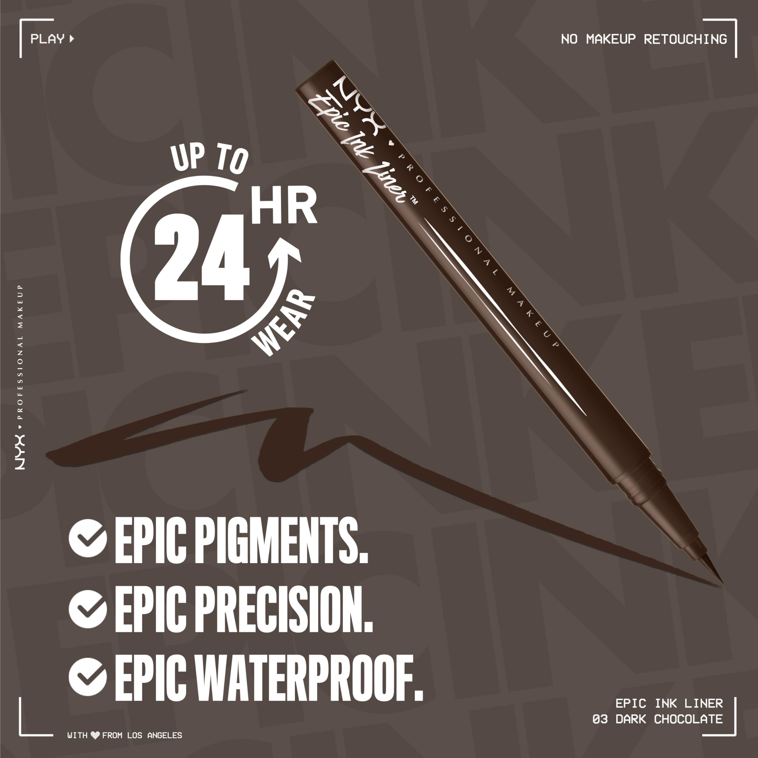 NYX Epic Ink Liner cat-eye stroke demonstrates bold flick