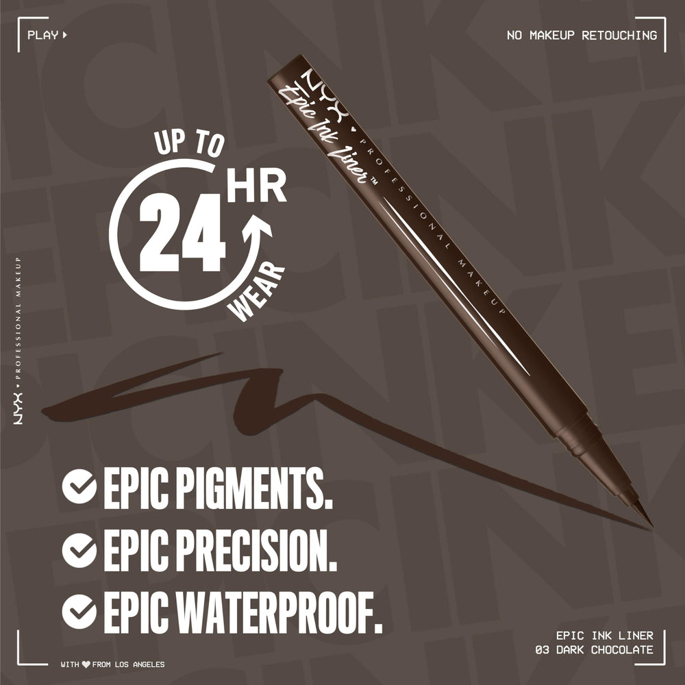 NYX Epic Ink Liner cat-eye stroke demonstrates bold flick