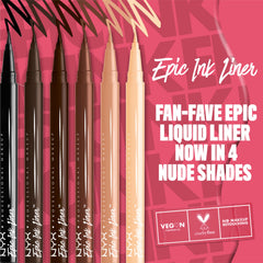 NYX Epic Ink Liner milk chocolate on upper lash line for subtle definition.