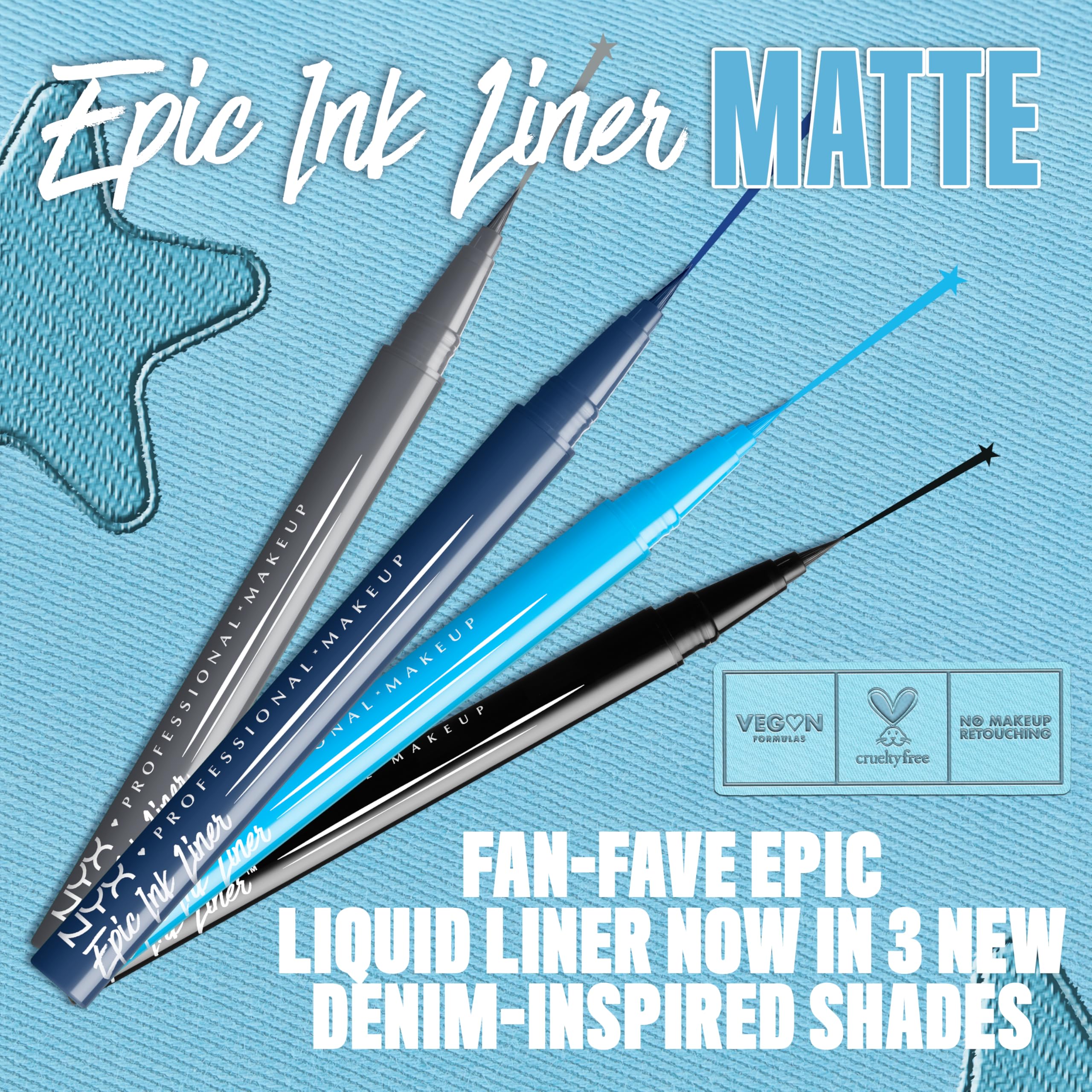 NYX Epic Ink Liner applying precise line control on eyelid.
