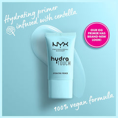 NYX Hydra Touch Primer application panel shows smooth base in progress.