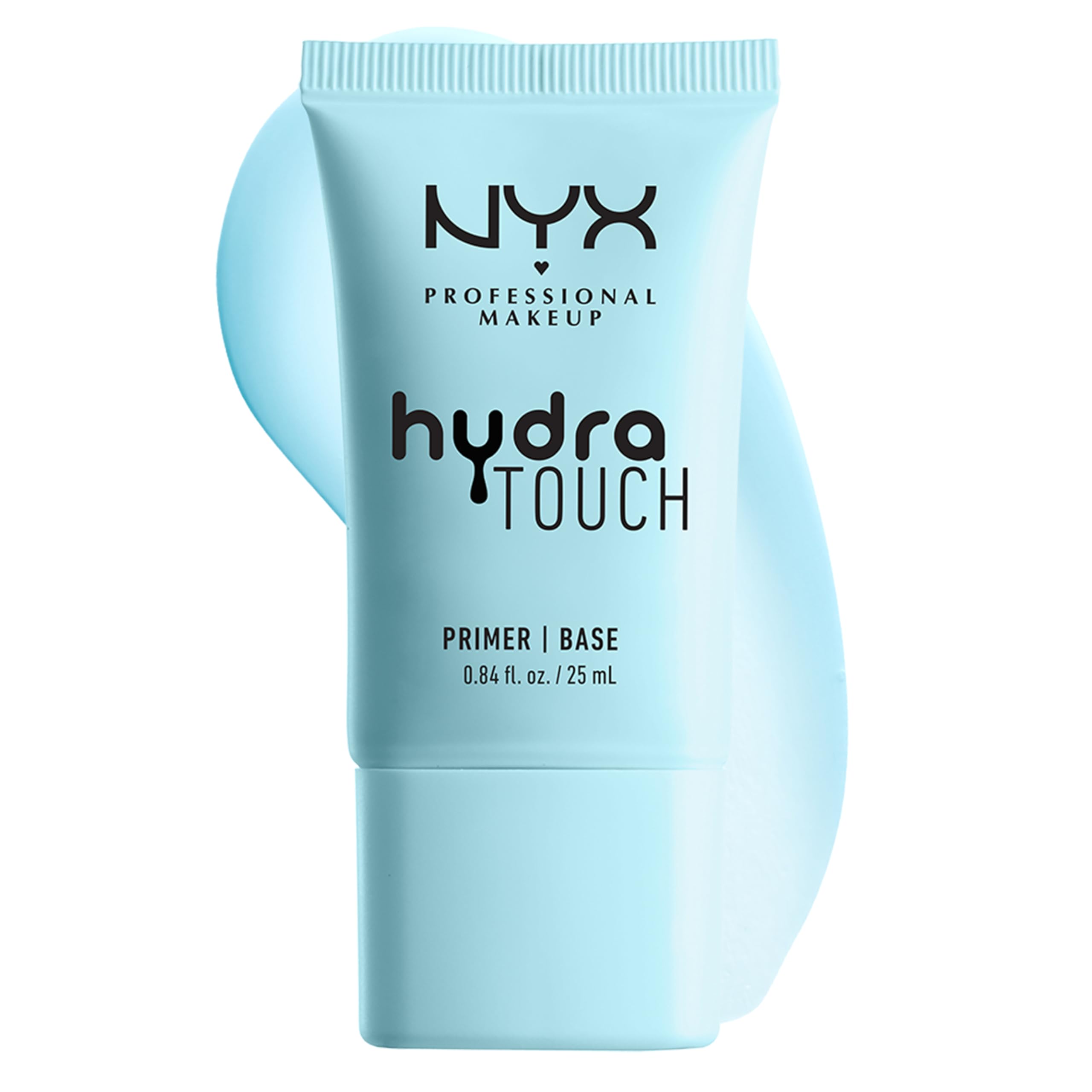 NYX Hydra Touch Primer bottle glows skin with a soft luminous finish.
