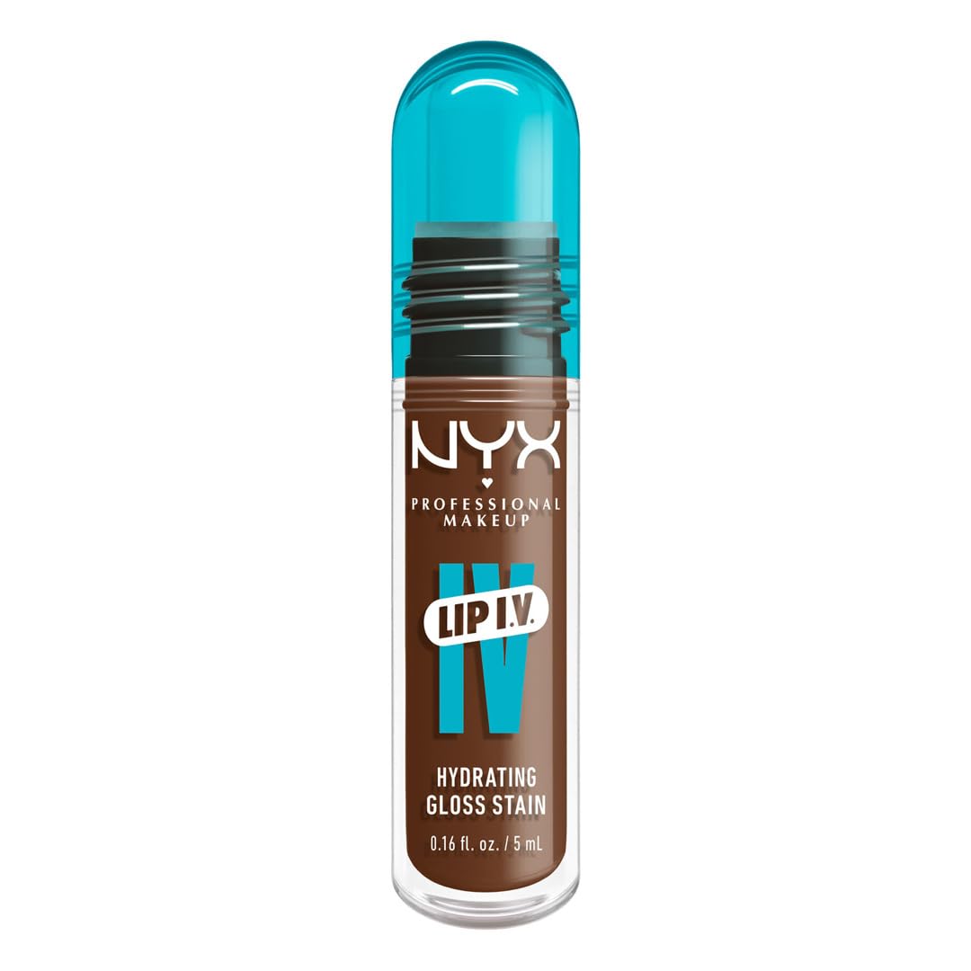 NYX Lip IV swatch shows instant wet shine and natural lip stain.