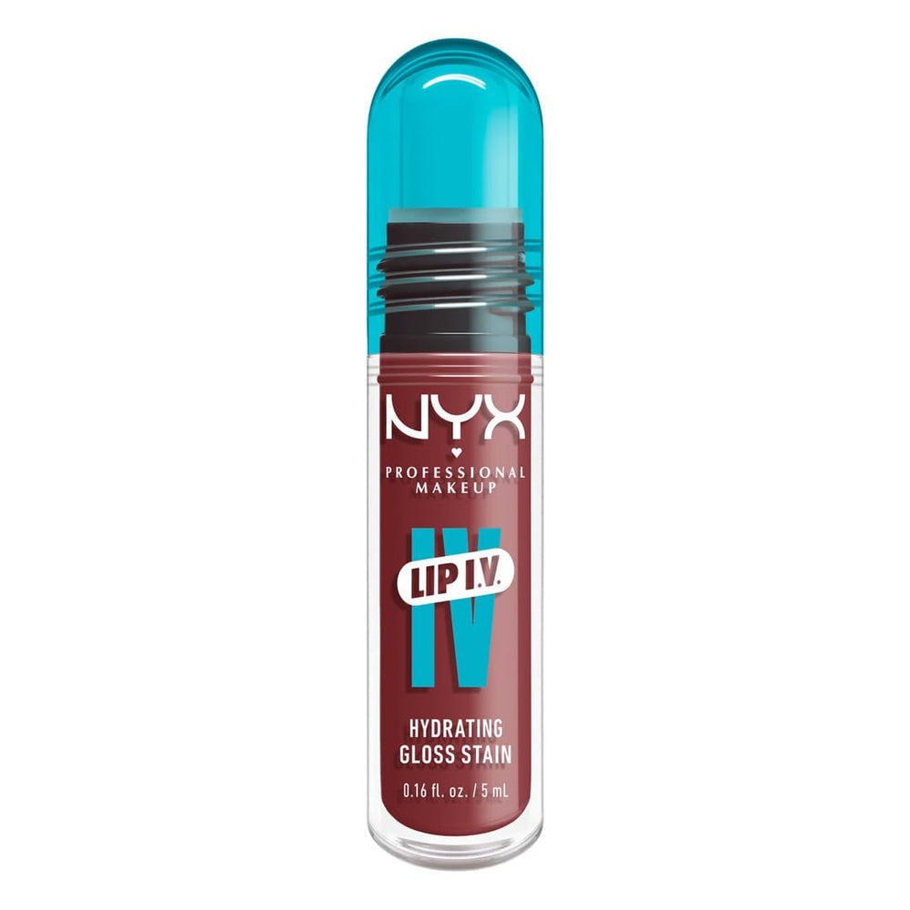 NYX Lip IV application close-up showing wet shine and gloss