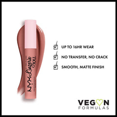 NYX Lip Lingerie XXL Matte Undress'd swatch reveals pink nude shade for versatile looks