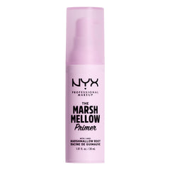 NYX Marshmellow Primer bottle close-up showing smoothing benefits for makeup application.