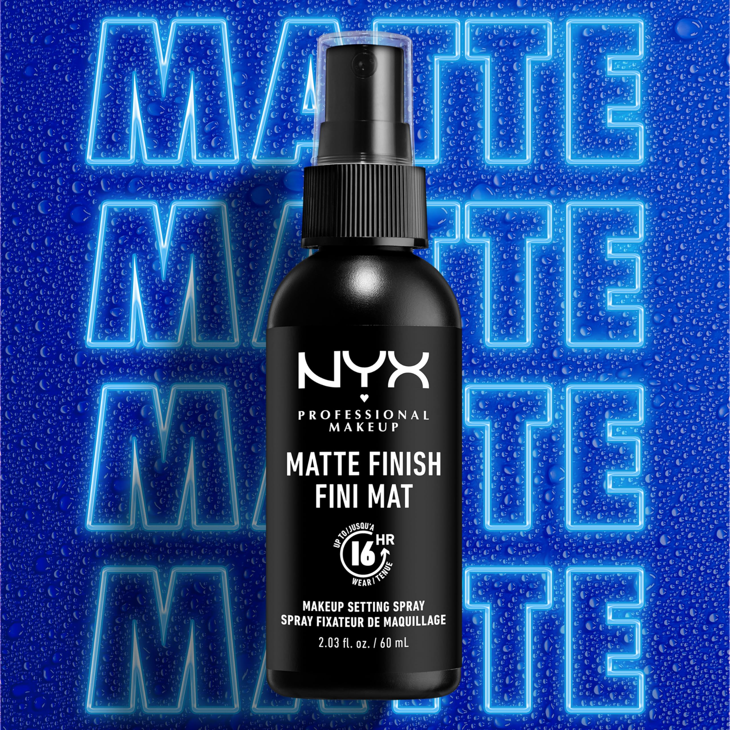 NYX PROFESSIONAL MAKEUP label close-up highlighting ingredients and claims
