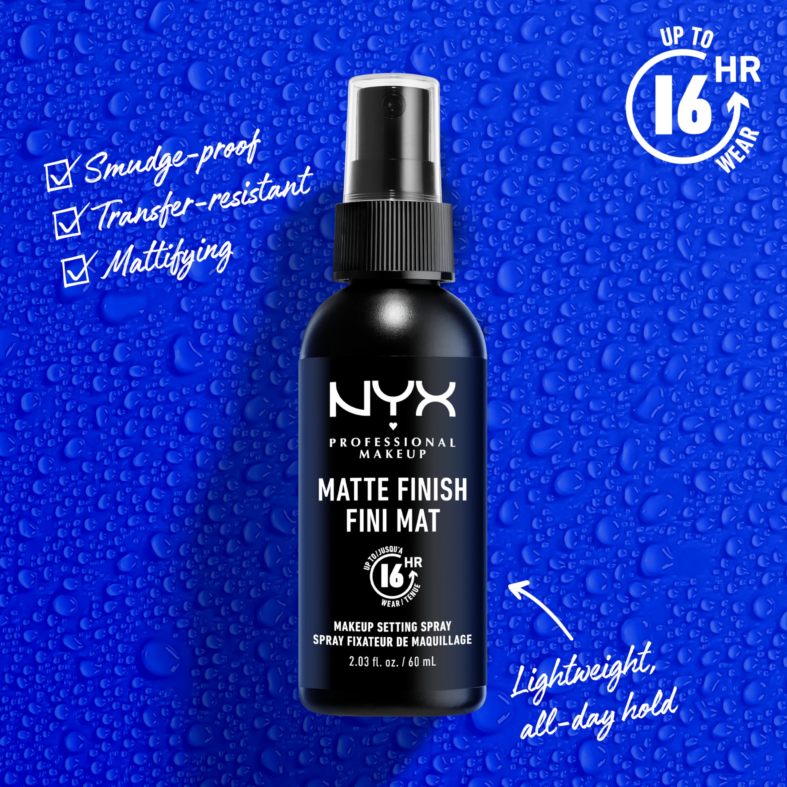 NYX PROFESSIONAL MAKEUP nozzle close-up demonstrating precise, even mist