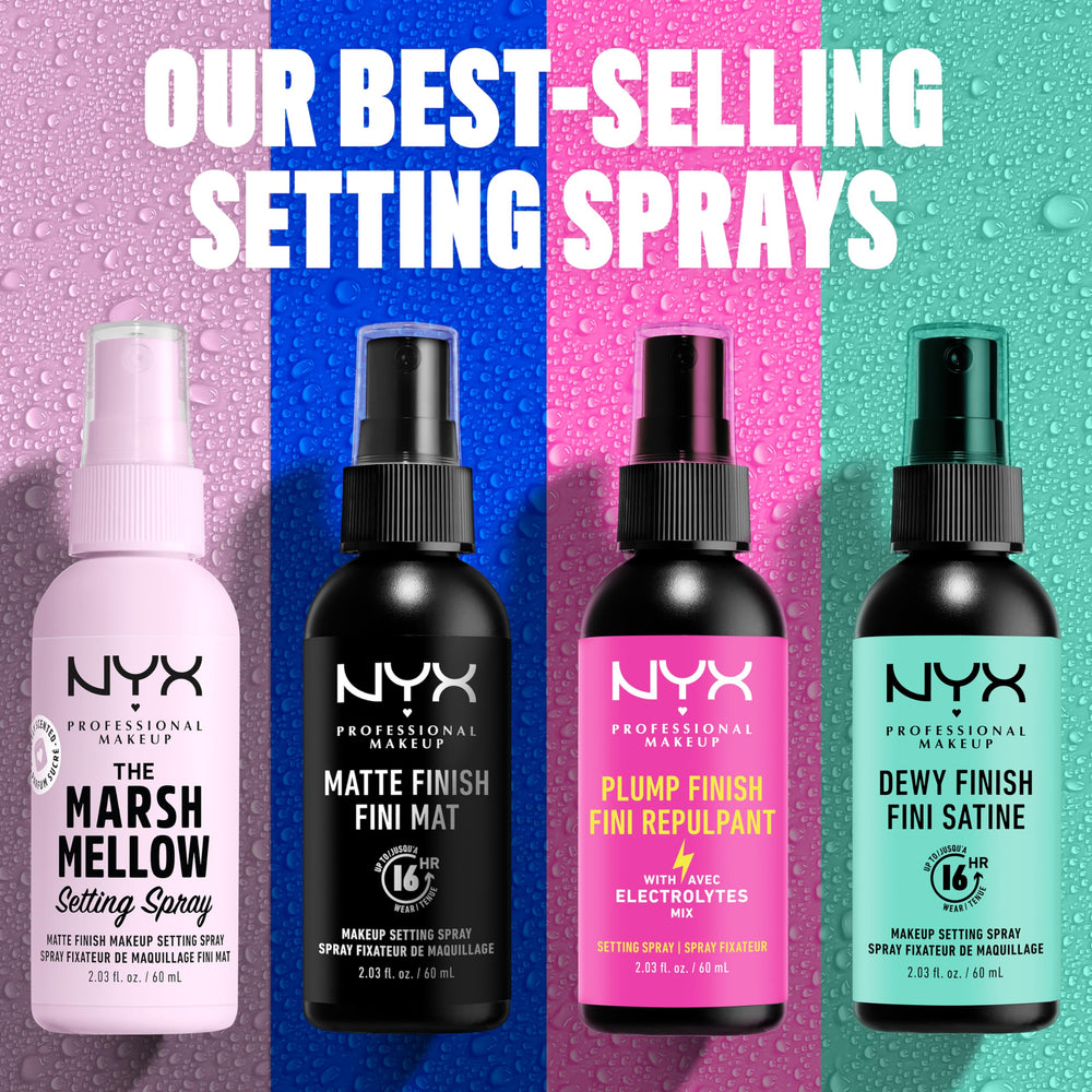 NYX PROFESSIONAL MAKEUP sprayed on model keeping makeup fresh longer
