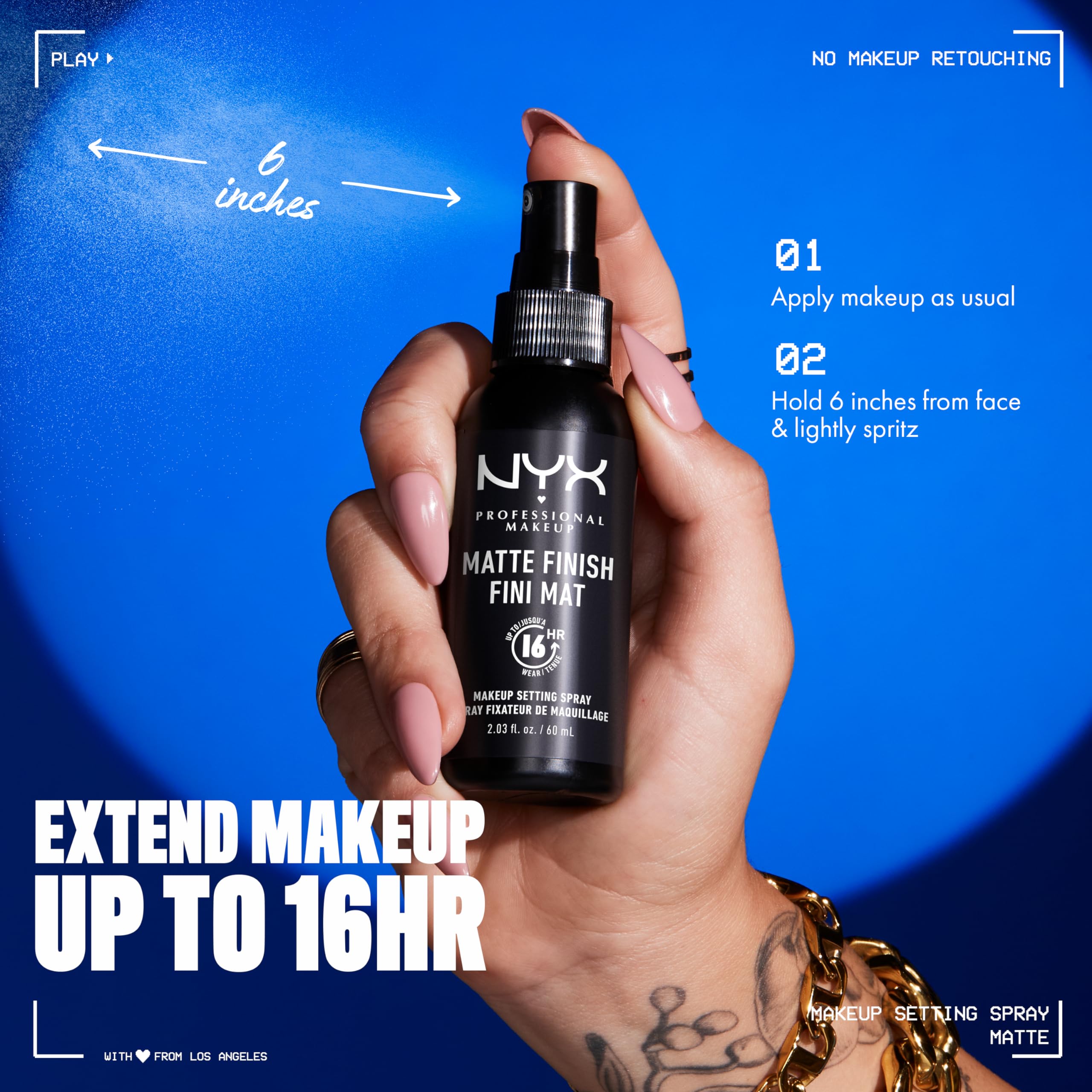 NYX PROFESSIONAL MAKEUP fine-texture mist illustrating lightweight finish
