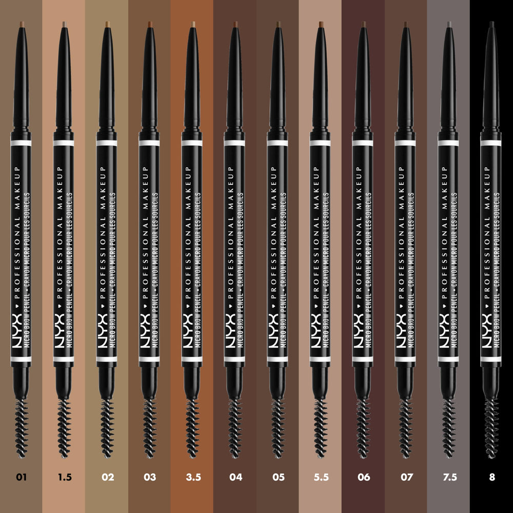 NYX Micro Brow Pencil Ash Brown application shot showing short strokes