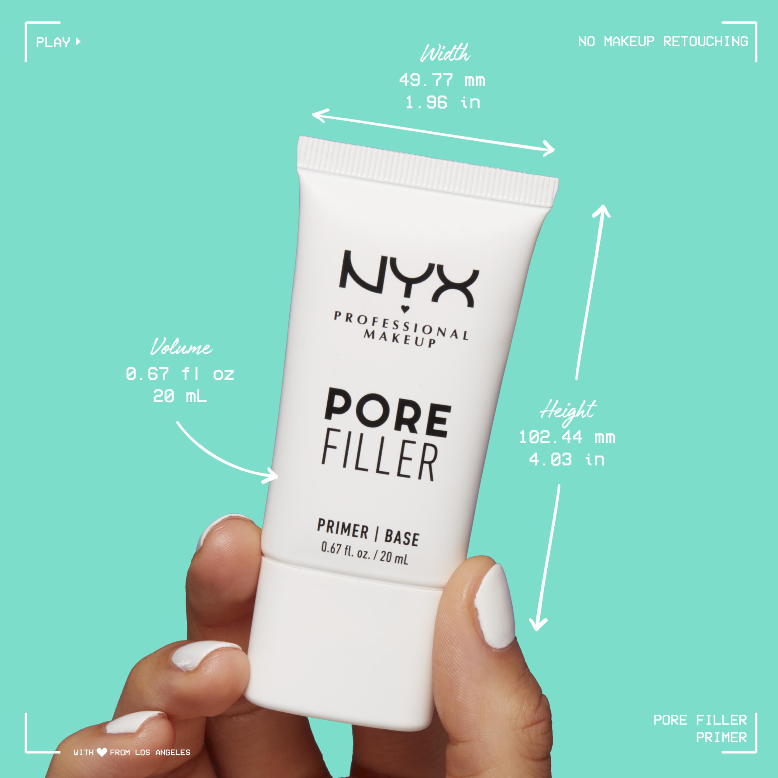 NYX Professional Makeup Pore Filler packaging-back view highlights clean, talc-free formula.