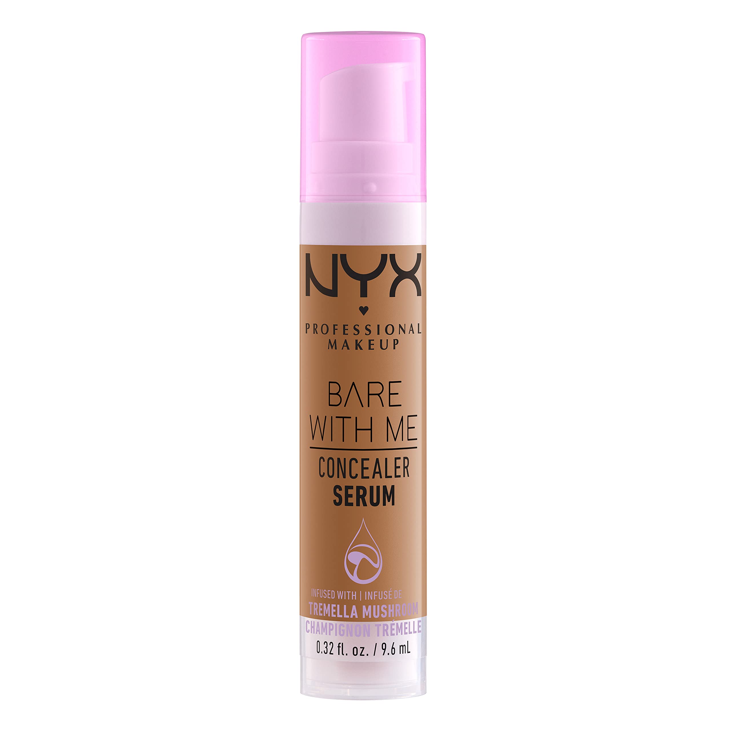 NYX Bare With Me Concealer Serum cruelty-free badge visible, reinforcing ethical makeup choice.