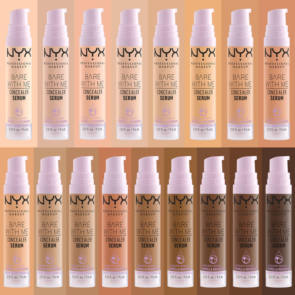 NYX Bare With Me Concealer Serum hydration highlight supports up to 24 hours.