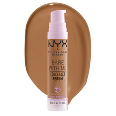 NYX Bare With Me Concealer Serum packaging highlights brand, ideal for on-shelf shade selection.
