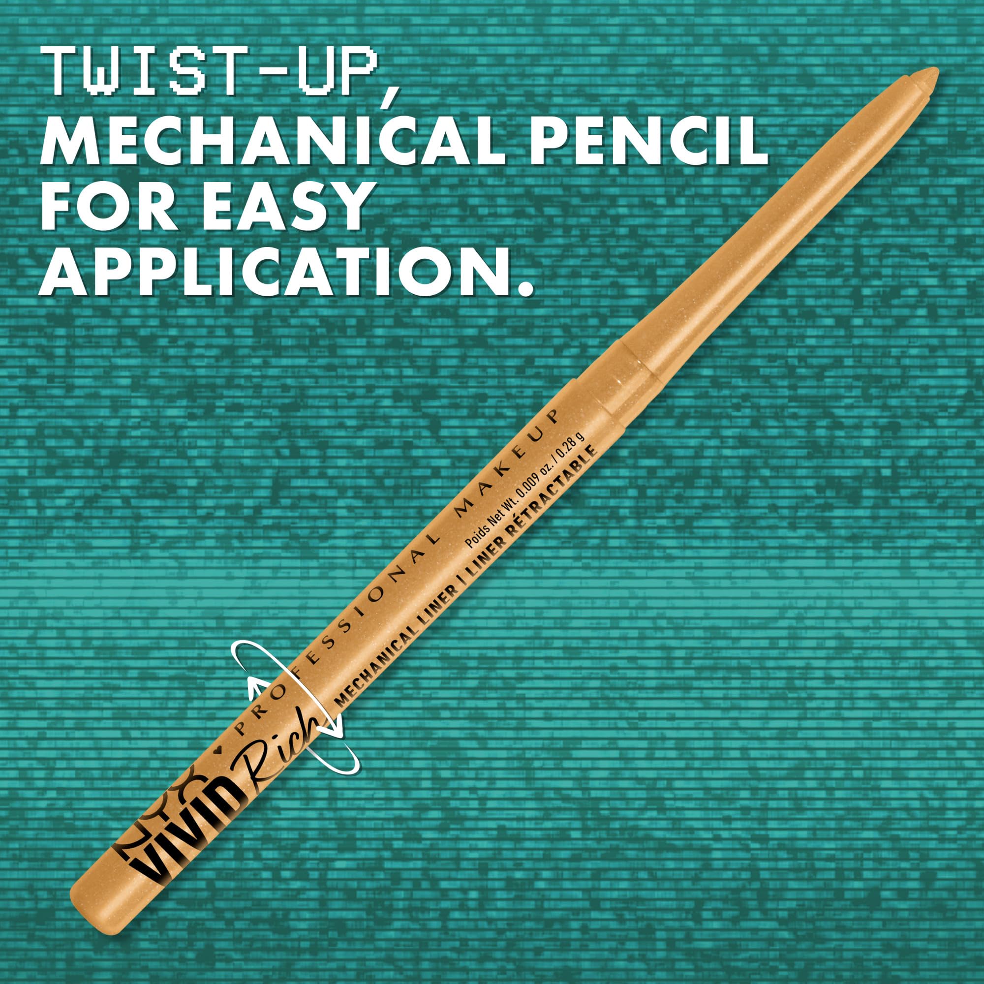 NYX Professional Makeup Mechanical Eye Pencil Emerald Empire offers one-swipe application for quick precision.