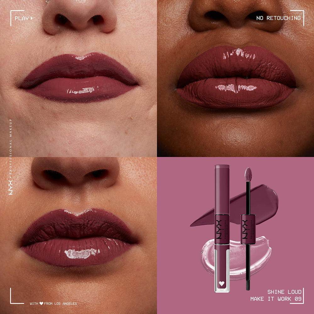 NYX Shine Loud color swatch shows 1-swipe pigment payoff.