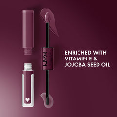 NYX Shine Loud top coat glow provides ultra-reflective, non-sticky shine.