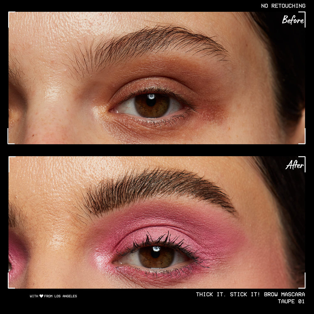 NYX Thick It Stick It brow mascara tinted fibers create fuller looking brows.