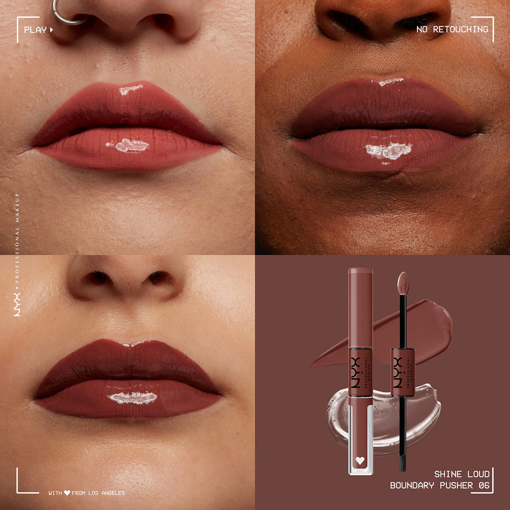 Packaging of NYX Shine Loud Boundary Pusher highlights vegan formula