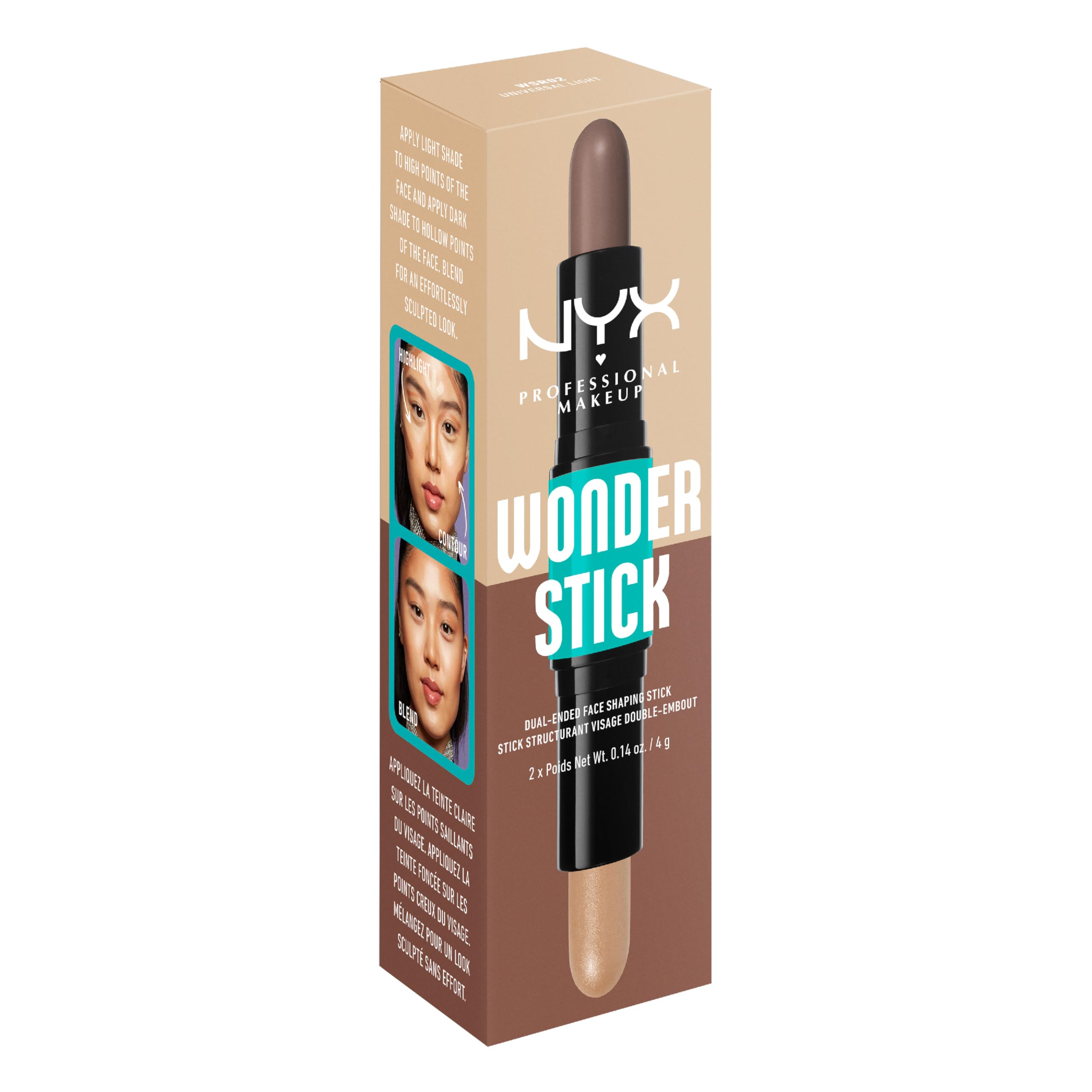 NYX Wonder Stick vegan, cruelty-free formula labeled on packaging.