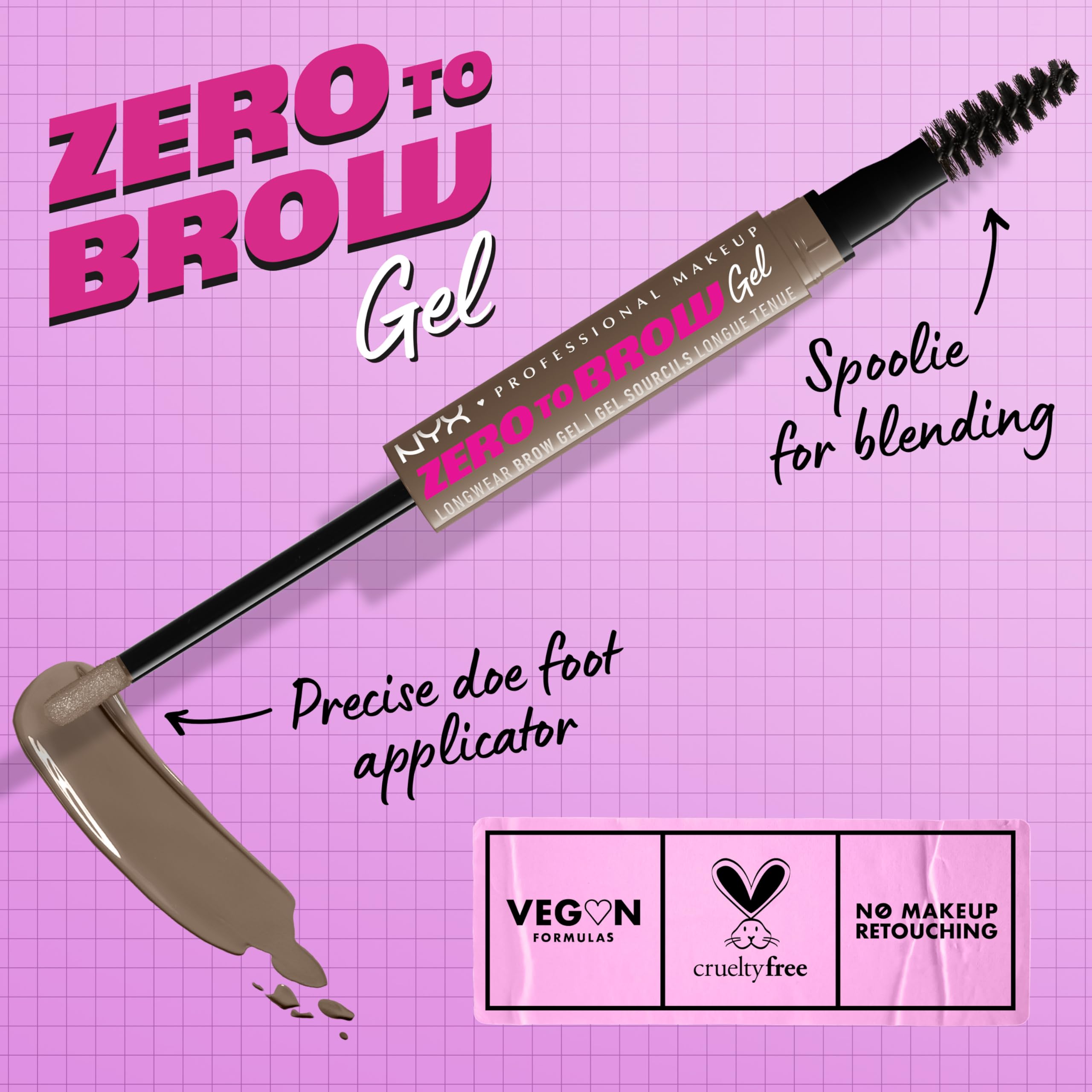 NYX Zero to Brow doe-foot applicator for precise brow filling