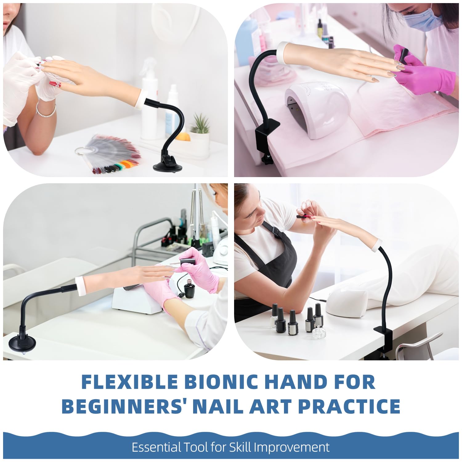 Nyxaphoralyn practice hand with sturdy base for accurate nail art displays