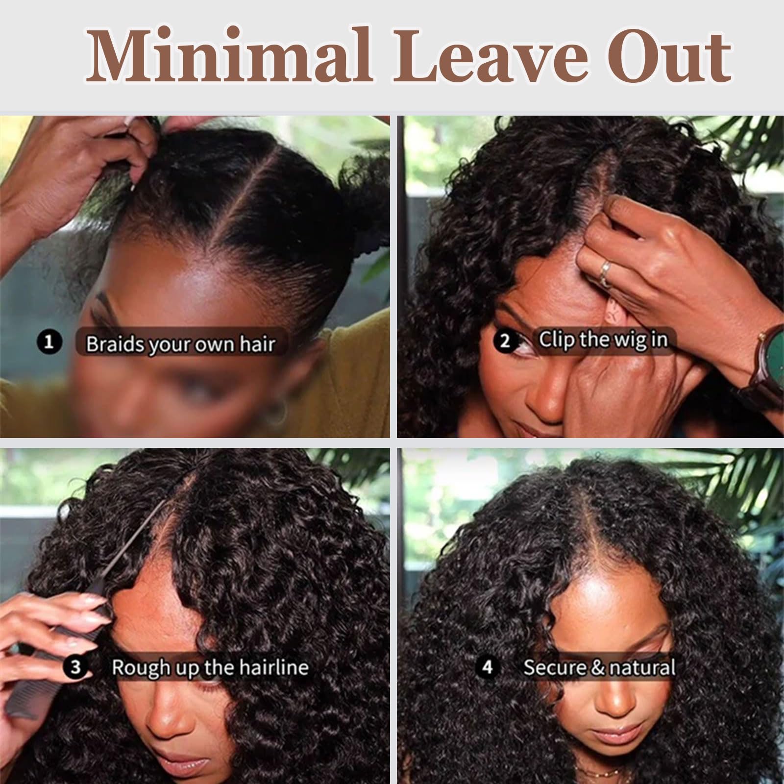 NZINZI kinky curly V-part wig 200% density delivers fullness with natural-looking volume.